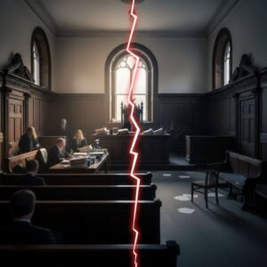 Family court hearing in Ontario courtroom