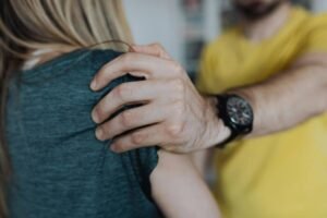 Woman seeking legal help for domestic violence